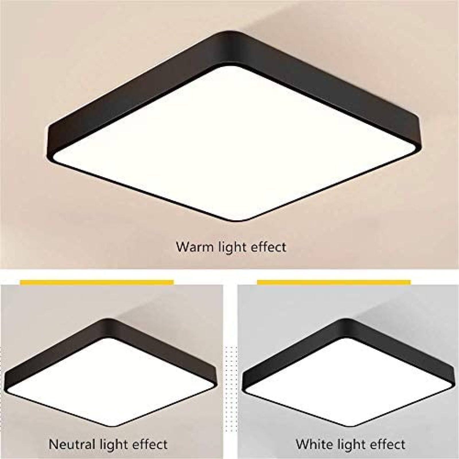 Nowoczesna Lampa Sufitowa LED Z Możliwością Przyciemniania, 120 W, 10200 Lm, 3000-6500 K, Ultracienka Kwadratowa Lampa Sufitowa Z Pilotem, Odpowiednia Do Łazienki, Sypialni, Kuchni, Salonu,Czarny