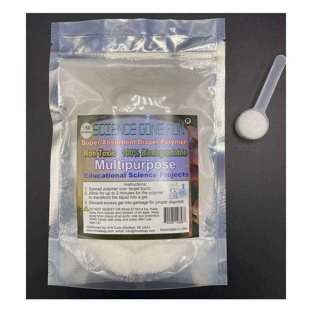 Commercial Grade Sodium Polyacrylate Crystals Science Educational Products (150 g Bag)