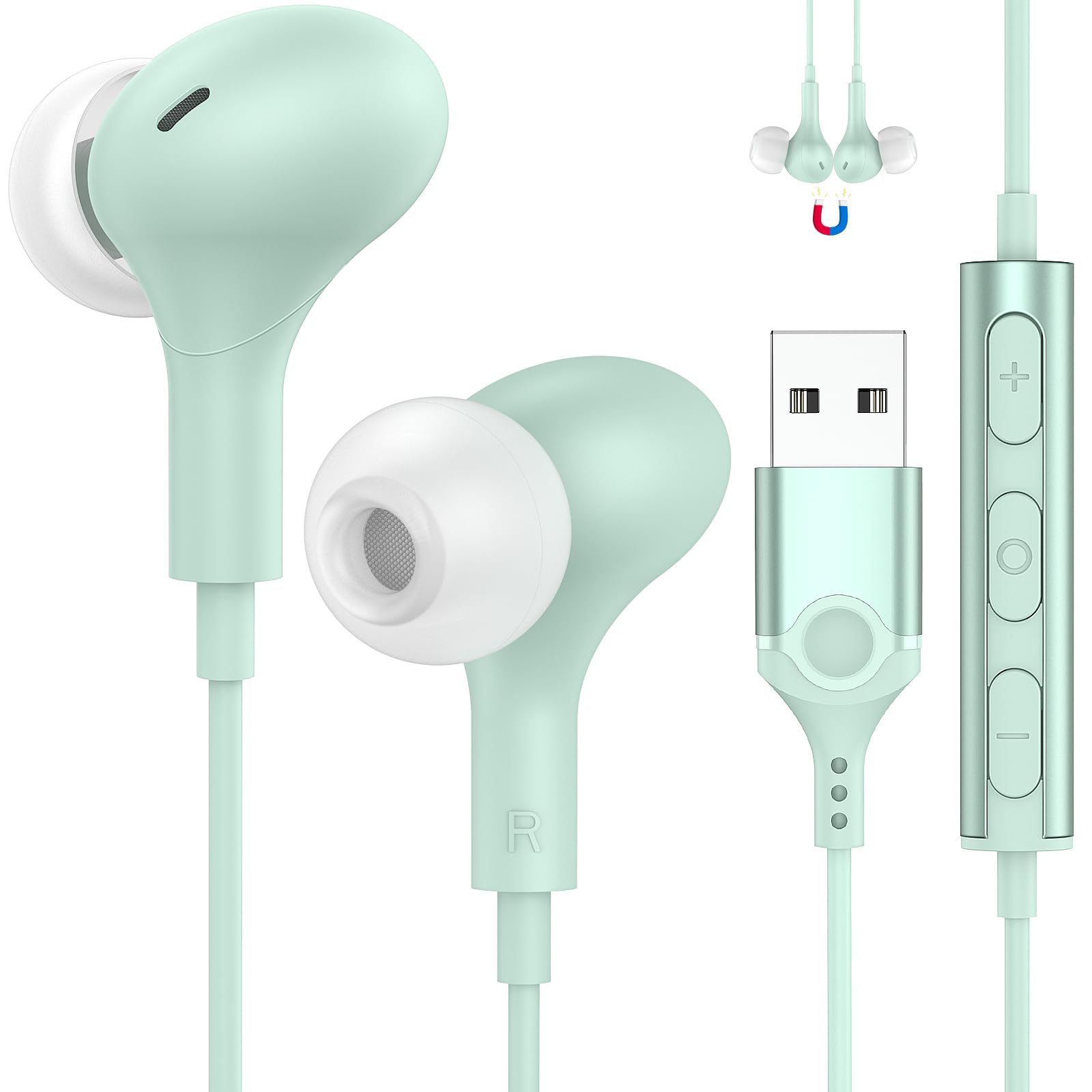 Amazon.co.jp: USB イヤホン マイク付き パソコン用 有線イヤホン PC
