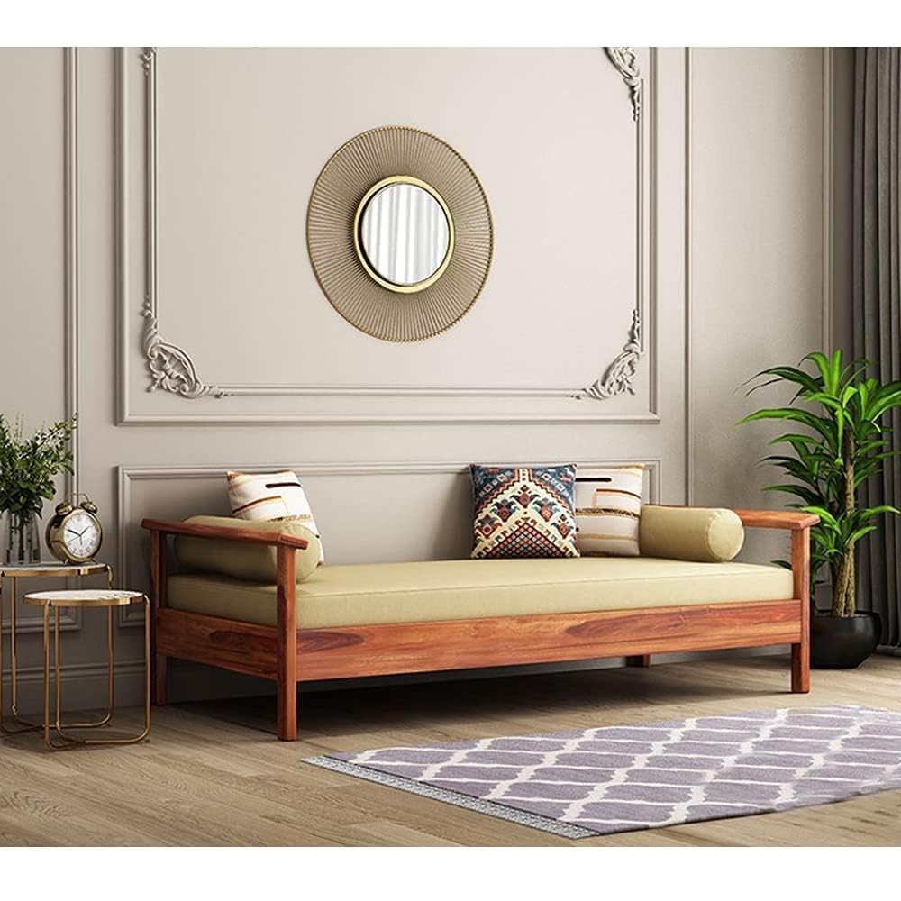 Sheesham Wood Sofa Cum Diwan for Living Room Bedroom | Wooden Sofa Cum Couch (Mattress Not Included) (Honey Finish, 2 Seater, Brown,Beige) Sheesham Wood Sofa Cum Diwan for Living Room Bedroom | Wooden Sofa Cum Couch (Mattress Not Included) (Honey Finish, 2 Seater, Brown,Beige)