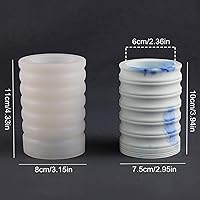 Vista 2 de Molde de silicona para jarrón de yeso cilíndrico a rayas, molde para maceta de plantas suculentas, molde de hormigón para portaplumas, molde