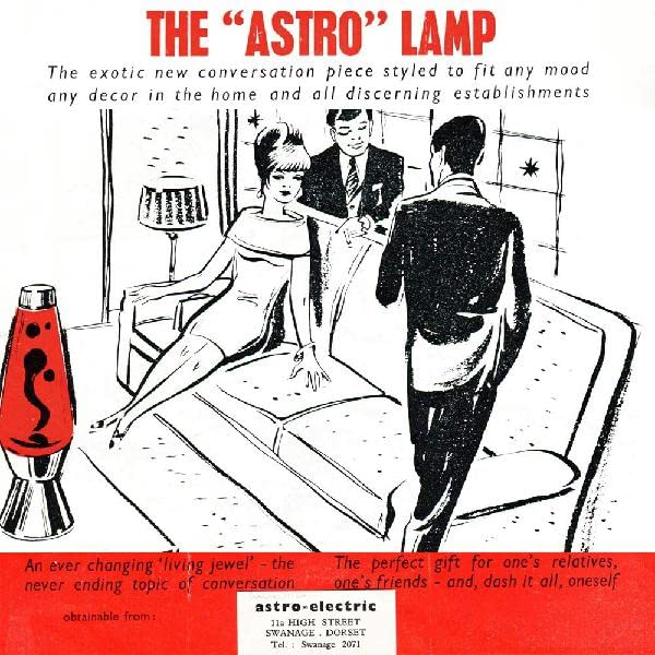 Mathmos Lámpara de lava Astro Cobre | Inventores británicos del clásico de diseño de 1963 | Lámpara de lava Violeta/Rojo fabricada a mano en Gran Bretaña según estrictas normas de seguridad