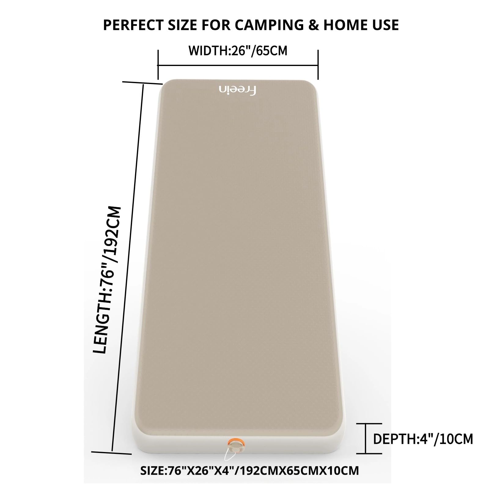 Freein Materasso gonfiabile ad aria singola, capacità di carico 453,6 kg, altezza del letto 10,2 cm, materassino portatile per campeggio, tenda e ospiti, pavimento con pompa ad aria manuale e borsa