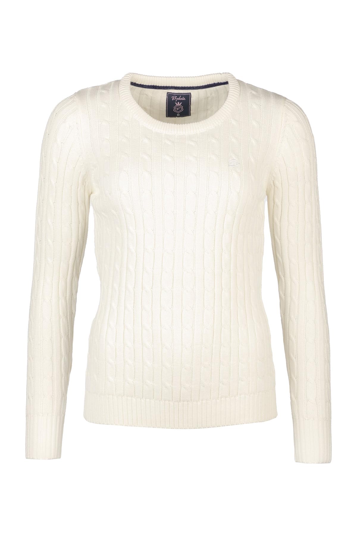 Rydale Women's Cream Crew Neck Cable Knit Jumper Chunky Knitted Jumper Pullover Sweater (Uk, Numeric, 8, Regular, Regular, )