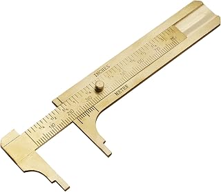 Kyuionty Brass Pocket Vernier Caliper 80mm - Mini Sliding Gauge Ruler with MM/Inch Scales for Jewelry, Beads & Gems