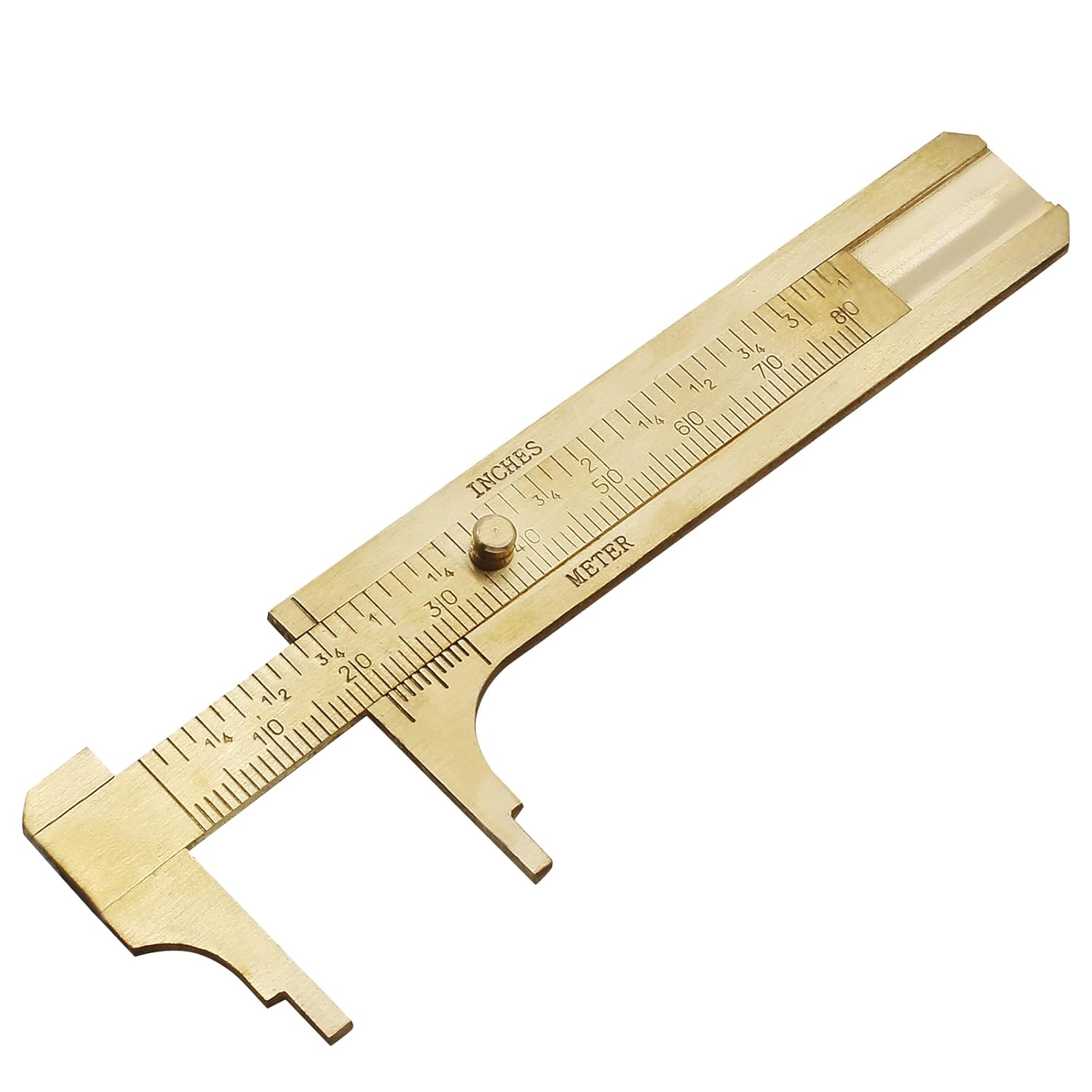 Kyuionty Brass Pocket Vernier Caliper 80mm - Mini Sliding Gauge Ruler with MM/Inch Scales for Jewelry, Beads & Gems