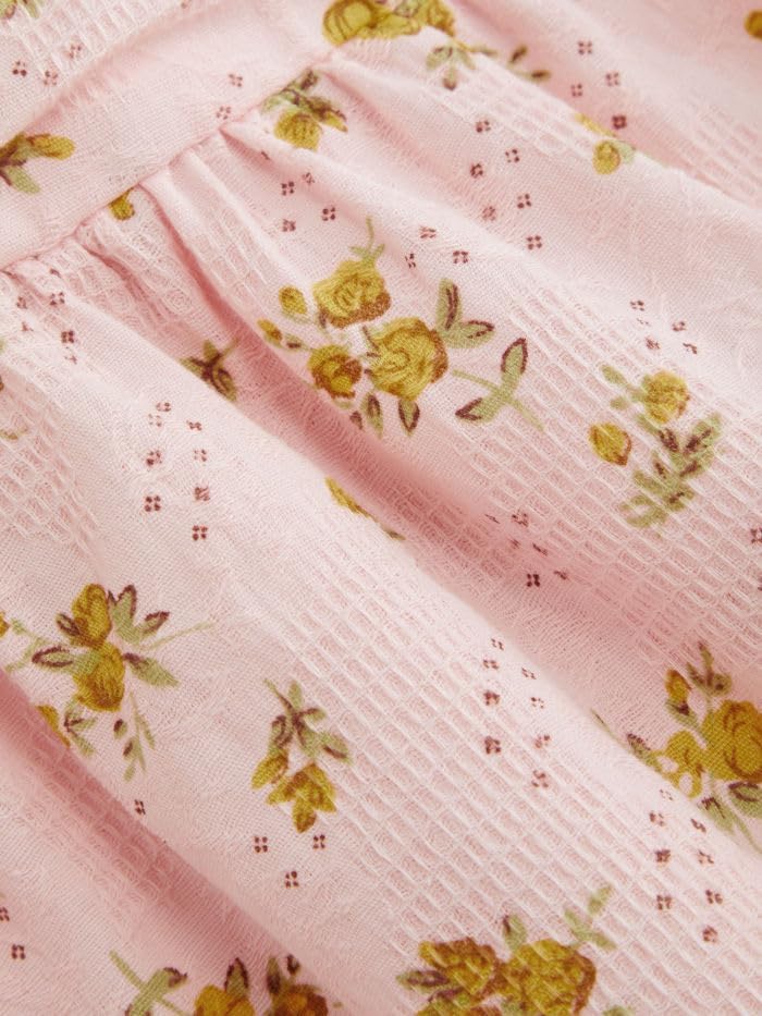 Women Floral Babydoll Tank Top Teen Girl Fairy Ruffle Cami Spaghetti Strap V Neck Boho Crop Top - Image 5