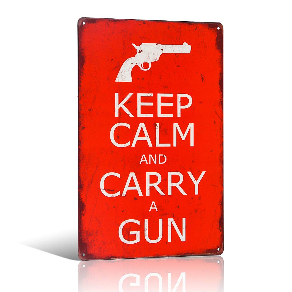 Keep calm and carry a gun metal sign kitchen signs 8x12 Inch Safety Sign