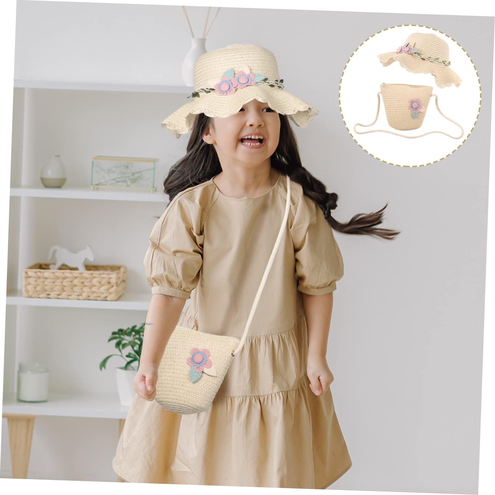 BESPORTBLE Strandhut für Mädchen Sonnenhut Strohhüte für kleine Mädchen Cowgirl-Hut Kappe Strohhut strohhüte für Sommermützen für Mädchen -Mädchen-Einkaufstasche