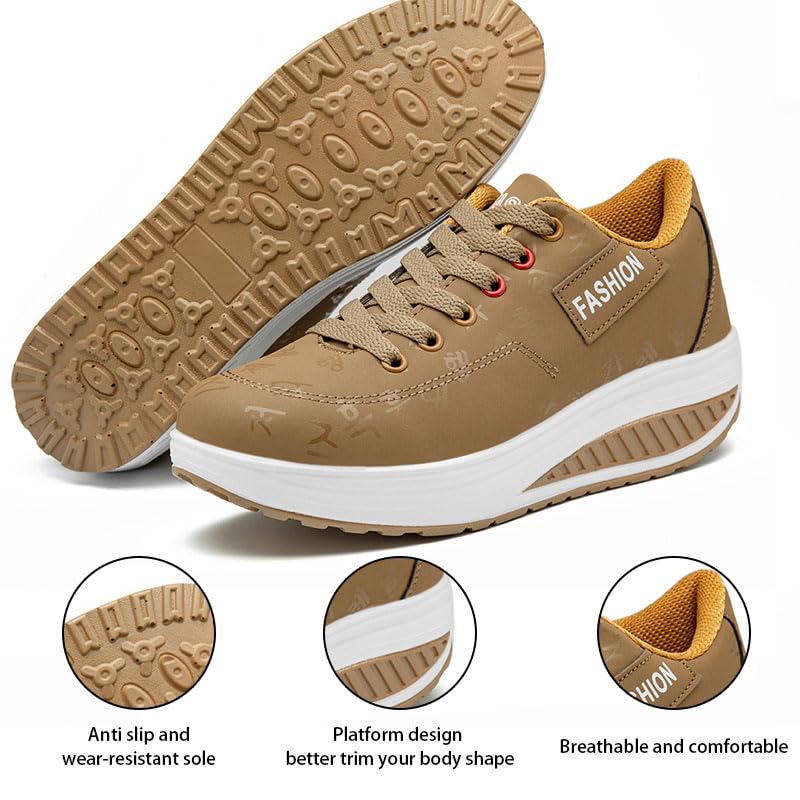Women's Low Top Casual Walking Platform Wedge Sneakers Stylish Lightweight Sport Shoes Slip on Fashion Comfortable Running Shoes3