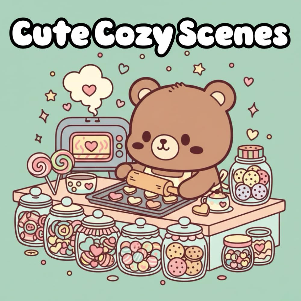 Simple Bold Coloring Book with Cute Cozy Scenes: A collection of cute cozy designs featuring bold lines, simple shapes, and easy pages created for calm, fun, and relaxing coloring for all ages.