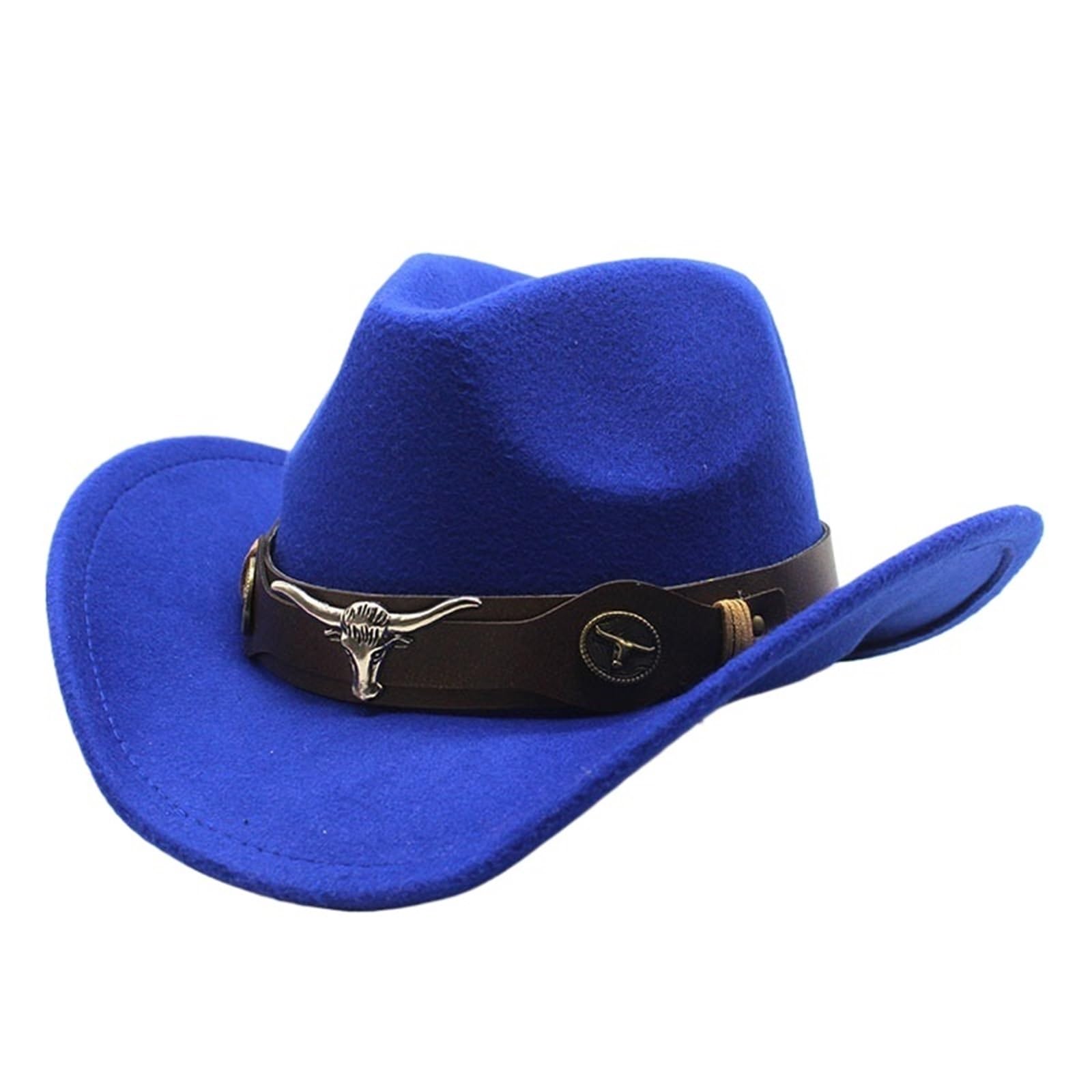 vrfvsdasAAS cowboy hat, Cowboy Hat Women Men Black Cap Gentleman Jazz Cowgirl Hats Size 56-58cm(Blue)