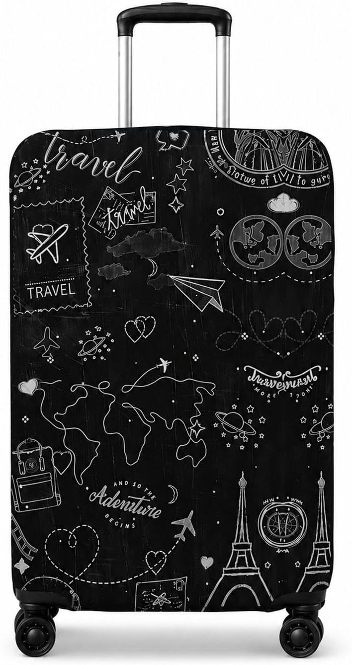 premium printed polyester luggage cover for trolley bags stretchable suitcase protector for travel and dust protection