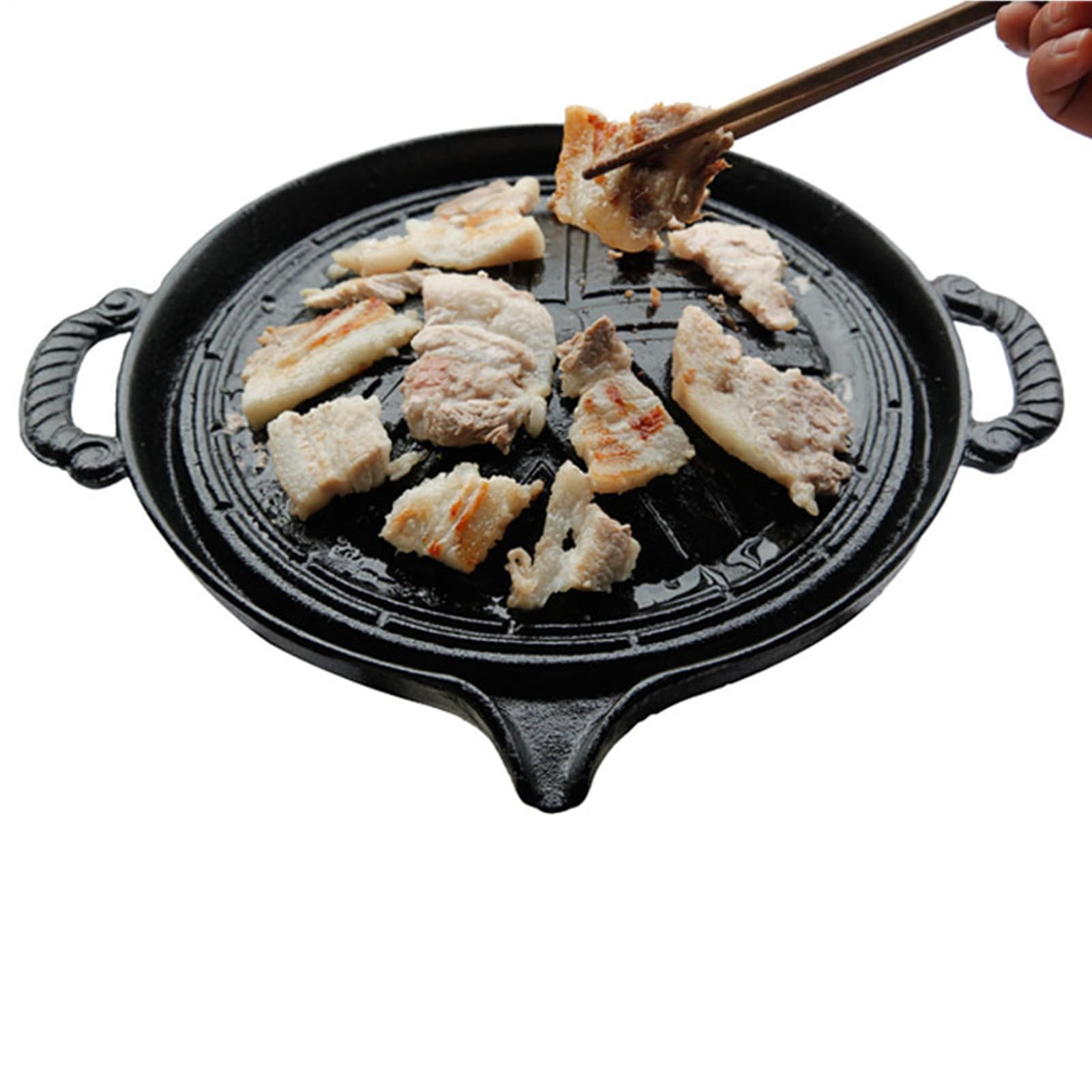 Générique Żeliwny grill - do steków na zewnątrz, nieprzywierające, trwałe smażenie 27,9 cm, wytrzymałe grillowanie, uniwersalne naczynia do mięsa i warzyw