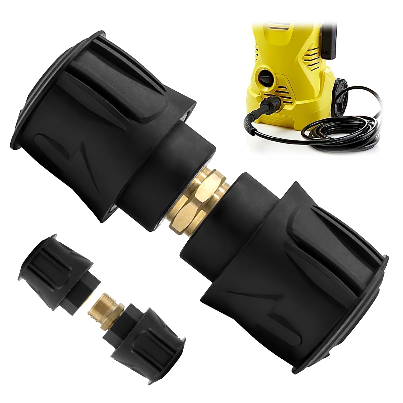 2-Pack High Pressure Quick-Connect Adapters for Krcher Pressure Washers M22 14mm Hose & Gun Connectors Compatible with Karcher K2 K3 K4 K5 K6 K7 Quick Release Couplings for Home Garden Cleaning