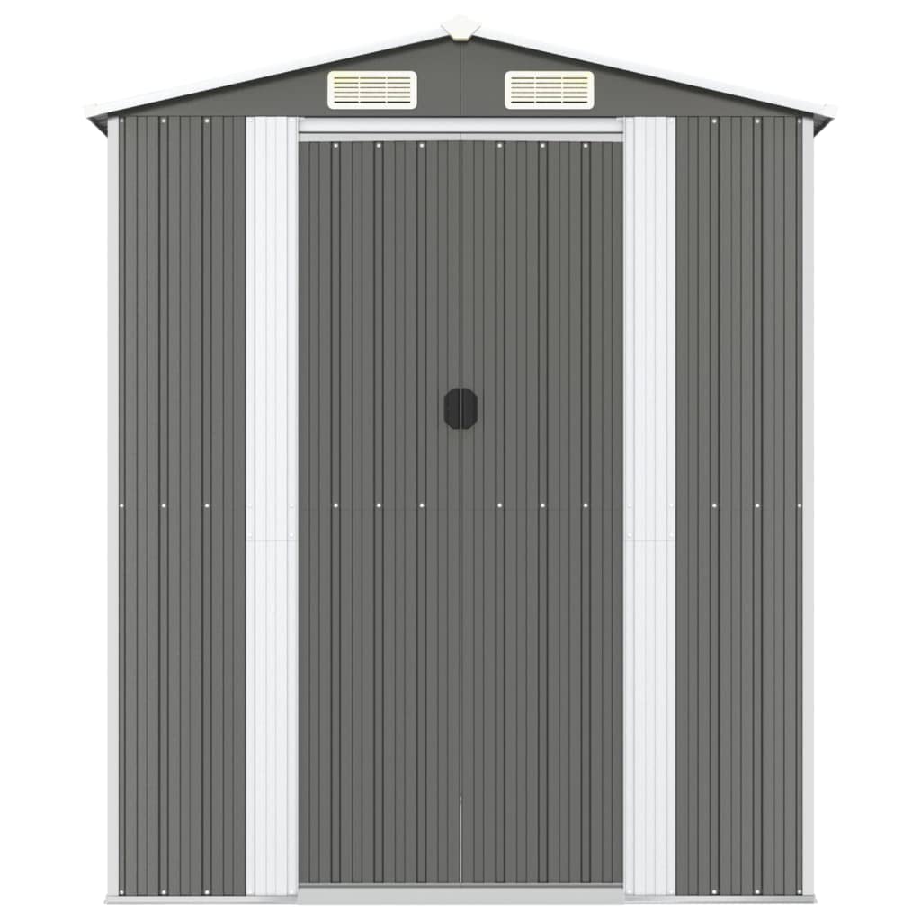 Caseta para herramientas, color gris claro, 192 x 772 x 223 cm, de acero galvanizado, resistente a la intemperie y al agua, con puerta con cerradura para almacenamiento seguro en el jardín