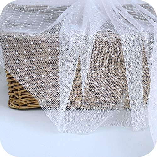 59 inches Width Polka Dot Mesh Bridal Wedding Lace Fabric by The Yard (Black)