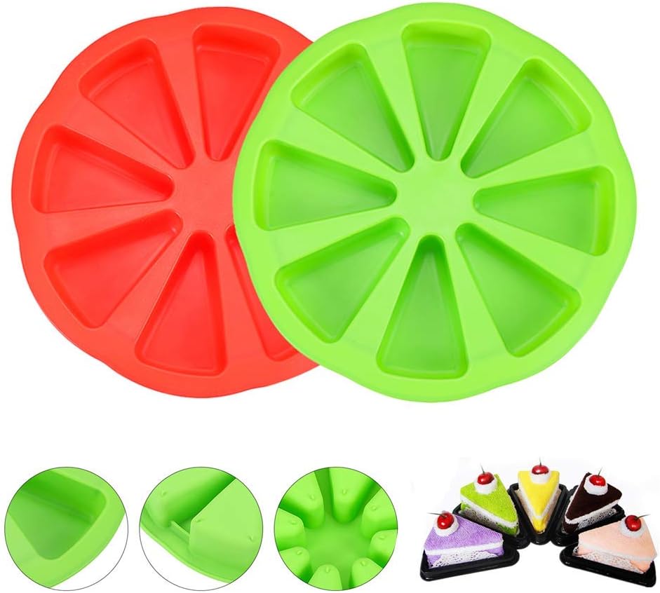 2 Pcs Silicone Cake Scone Pan,Triangle 8 Cavity Pizza Cake Panfor for Cornbread Brownies Muffins And Soap Mould DIY Baking Tool