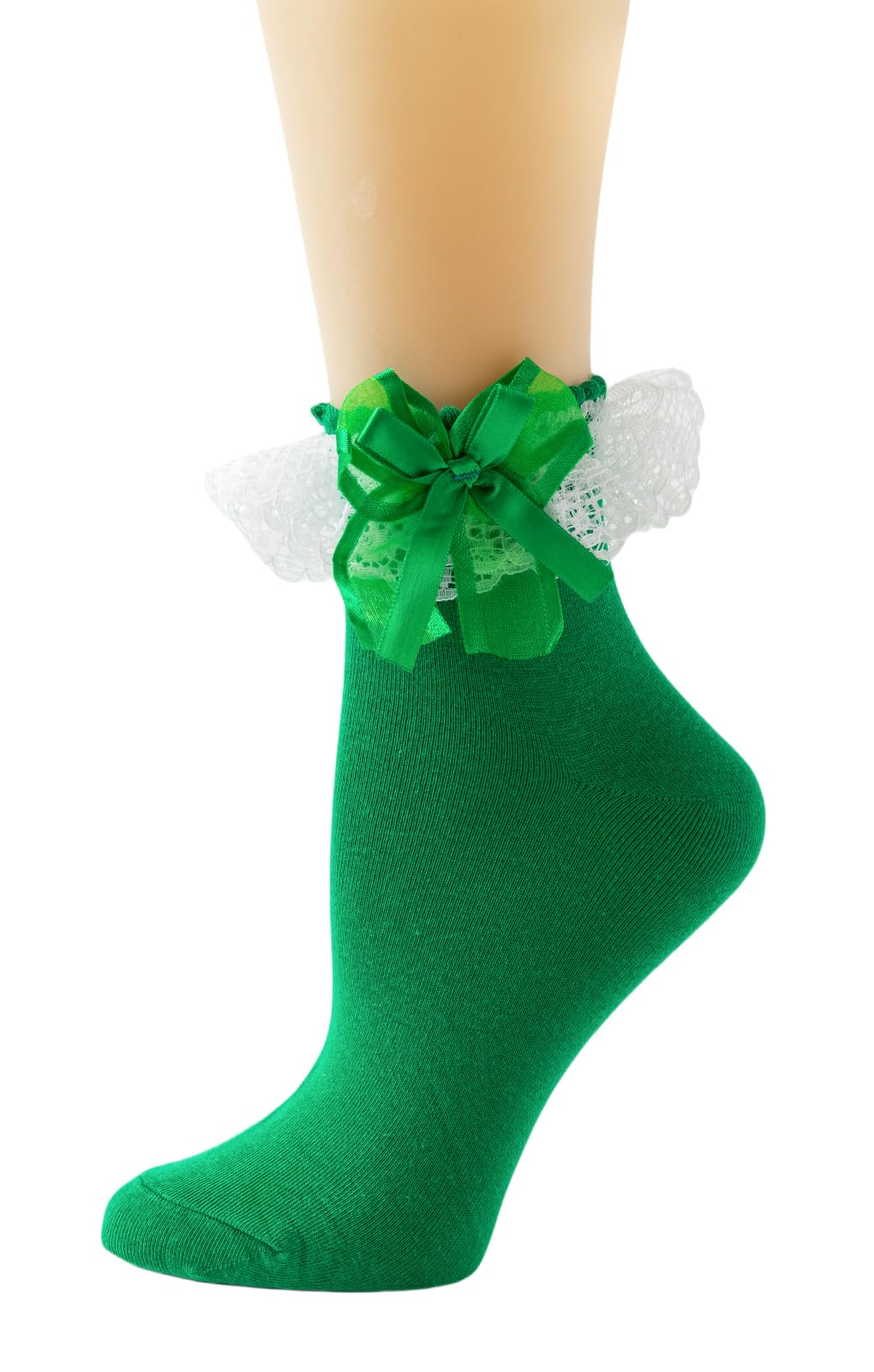 Gellwhu Lace Ruffle Frilly Ankle Socks for Women - Cute Kawaii Lolita Socks with Bow
