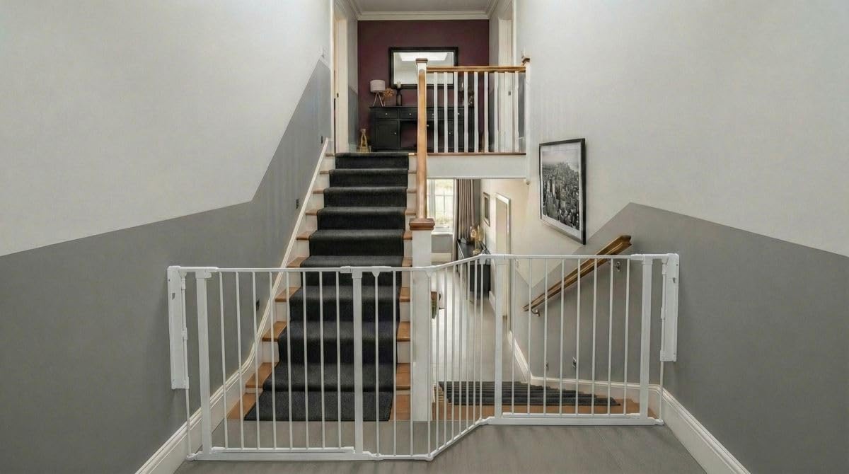 Safetots Two Door Multi Panel Stair Gate, White, Up to 220cm