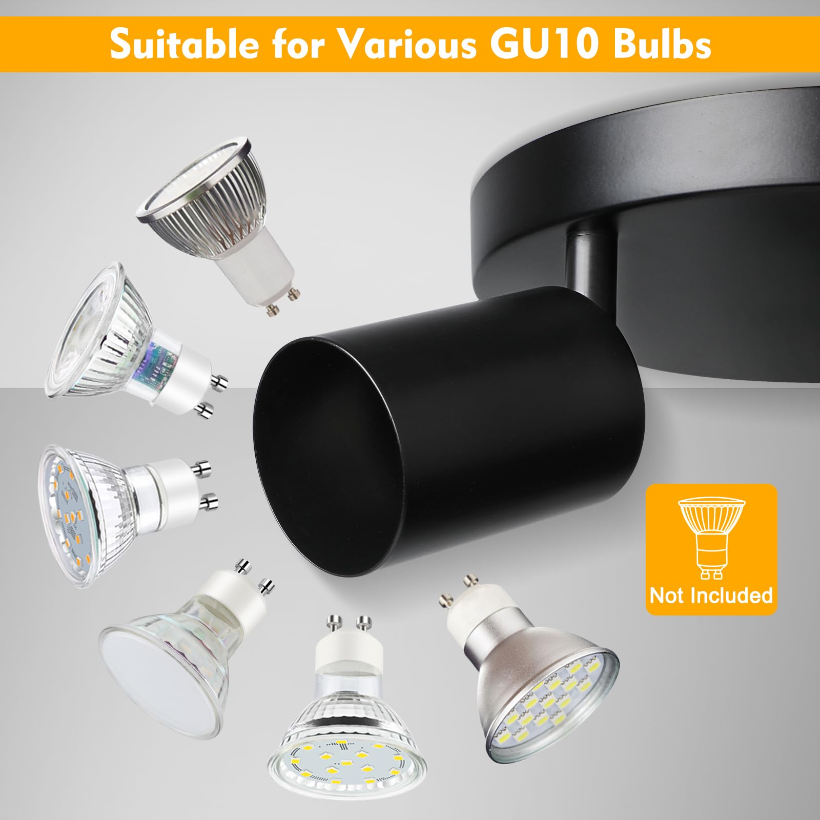 Smanu 3 Way Spotlight Ceiling Lights, Modern Kitchen Ceiling Light Fittings Black, Industrial Ceiling Spots Wall Lights - Image 4