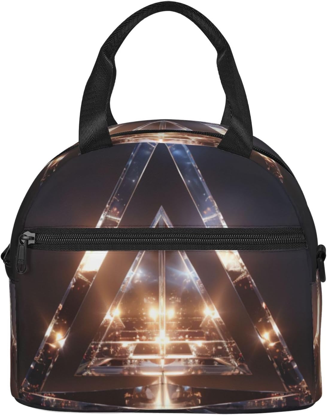 Blue Hexagons and Diamonds Print Reusable Lunch Bag Insulated Lunch Boxes for Office Work Picnic Tote Bag Adjustable