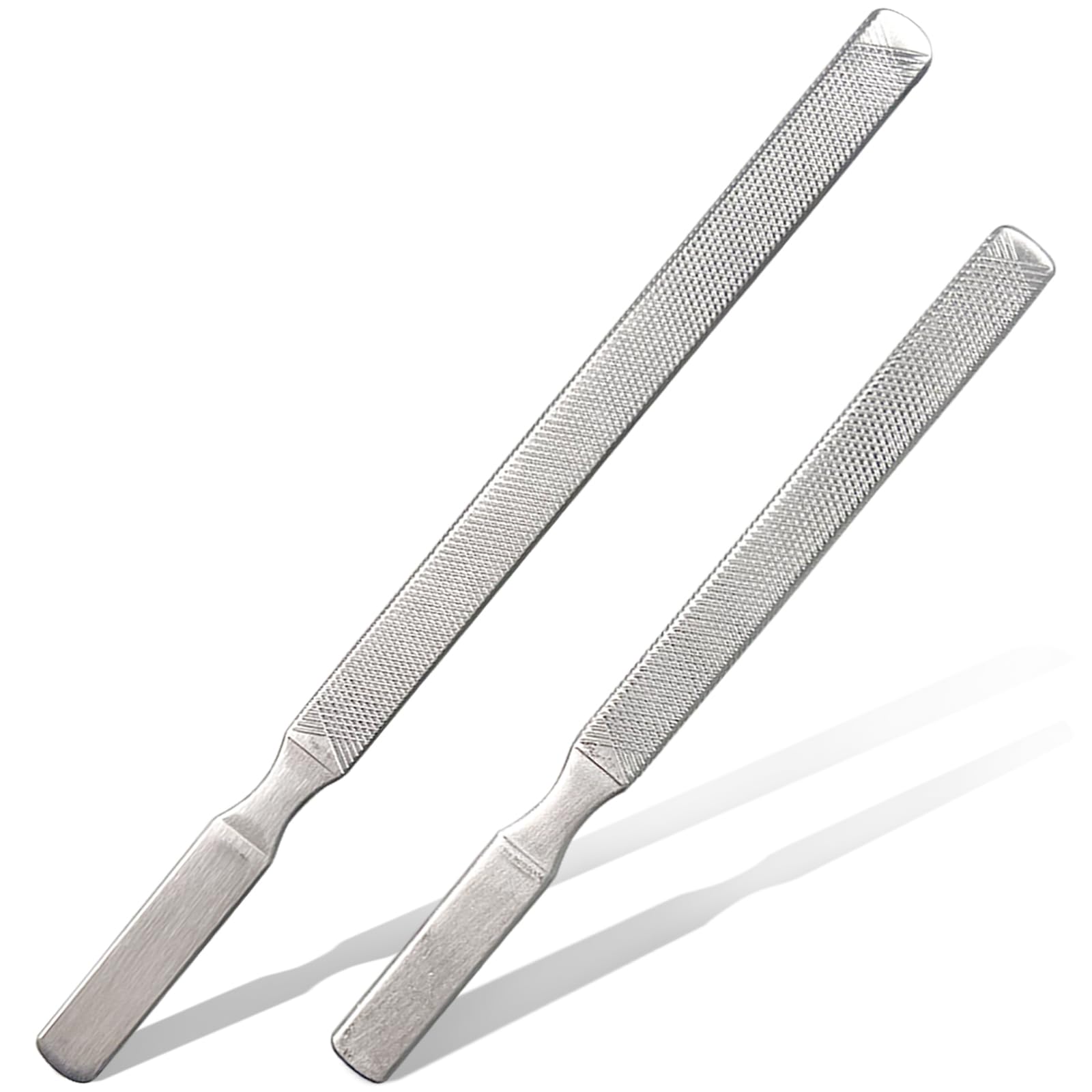 2-Pack Stainless Steel Toe Nail Files, 4-Sided Design for Thick Nails, Ideal for Men, Seniors, and Dogs