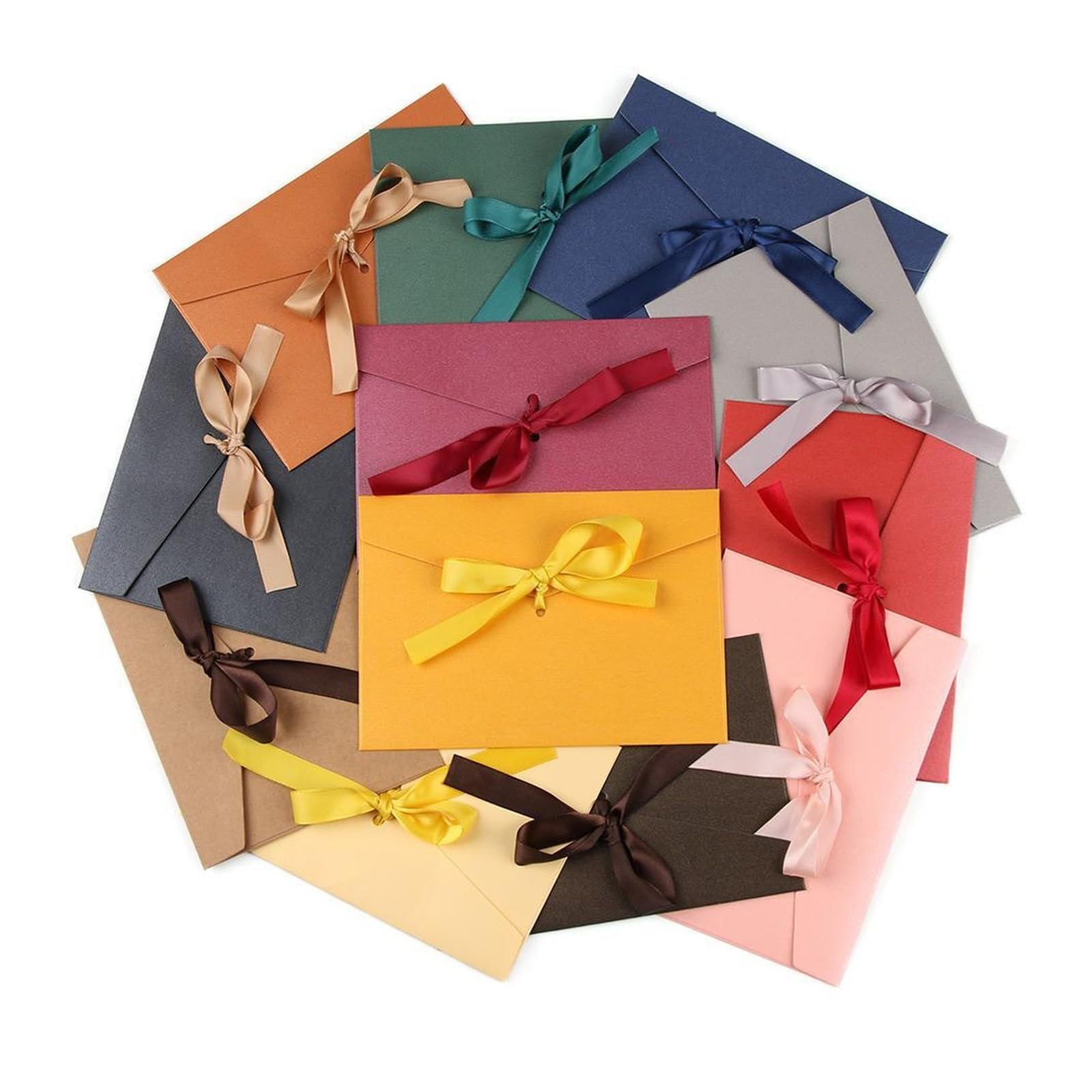 20 buste per biglietti di auguri con fiocco, inviti per feste di nozze, carta perlescente, nastro spesso per riporre biglietti e documenti (rosa, grande)