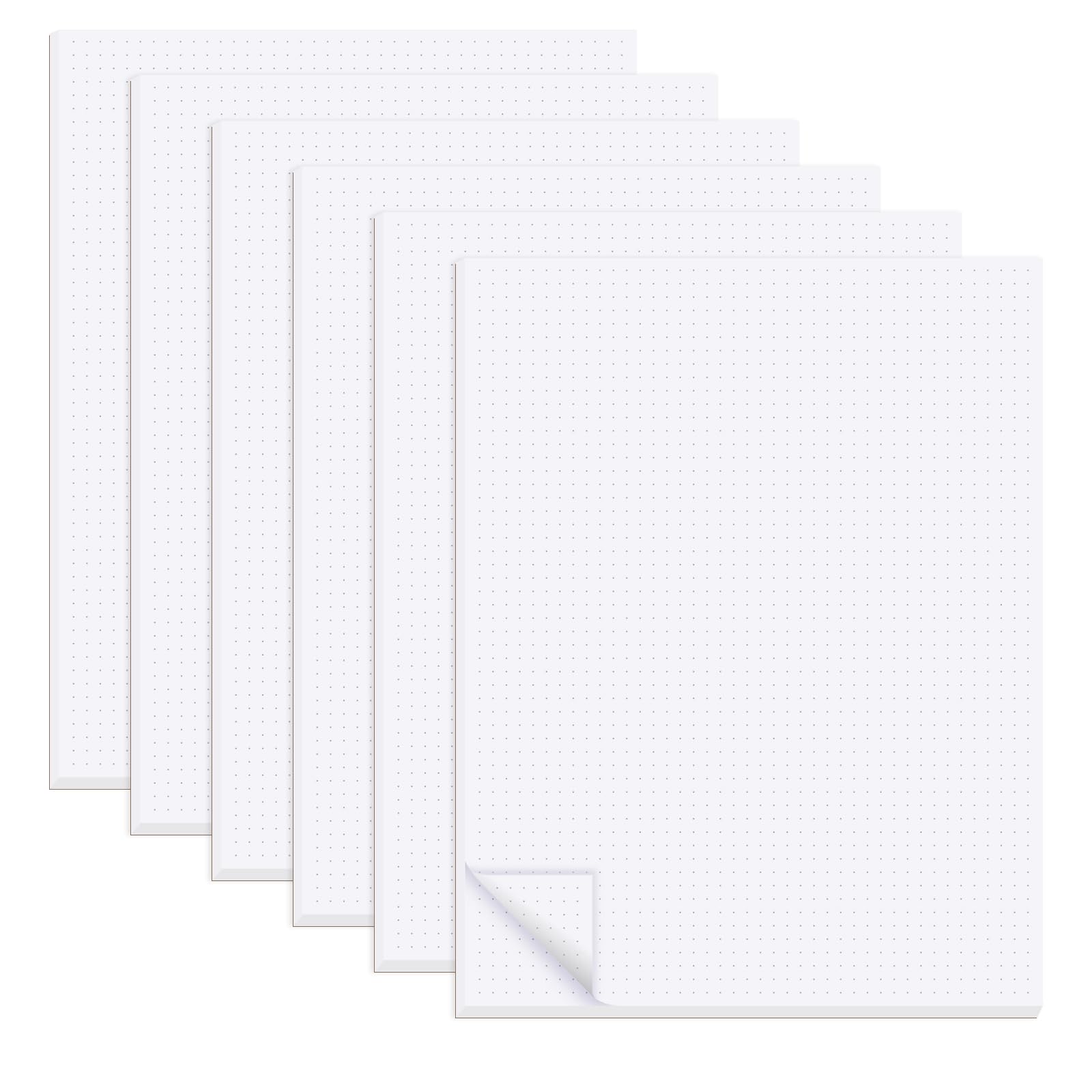 zmybcpack 6 Pack 8.5"X11" Dot Grid Pads, Double Sided Dot Grid Paper Notepad, Letter Siz Easy Tear-off Dotted Notebook for Office, School, and Home Use (Each Pad 50 Sheets)
