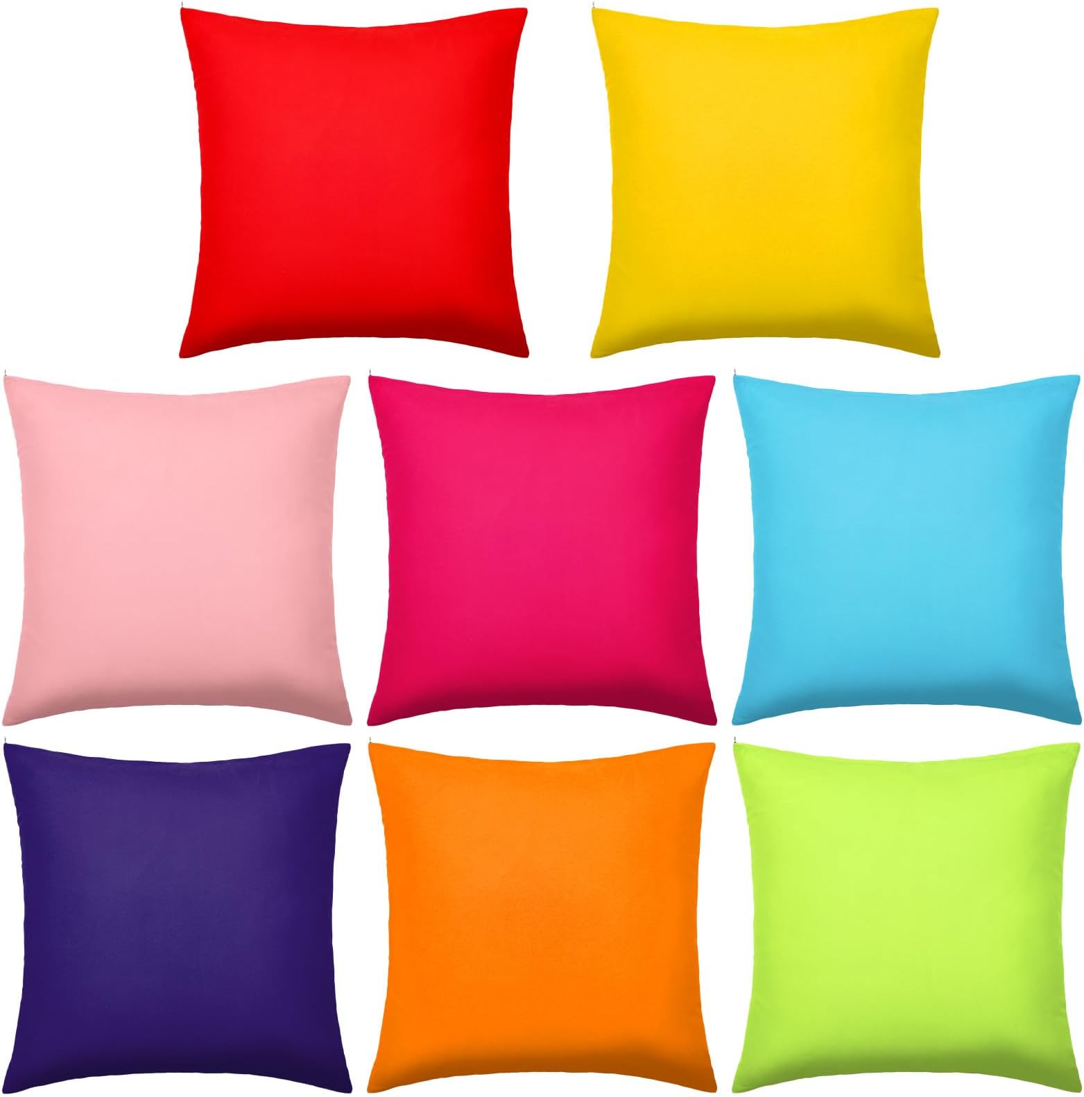 Preboun 8 Pcs 18 x 18 Inch Fresh Colors Decorative Throw Pillow Covers Mixed Solid Color Square Pillow Cases Colorful Cushion Cover for Classroom Couch Bedroom Patio Garden (Covers Only)