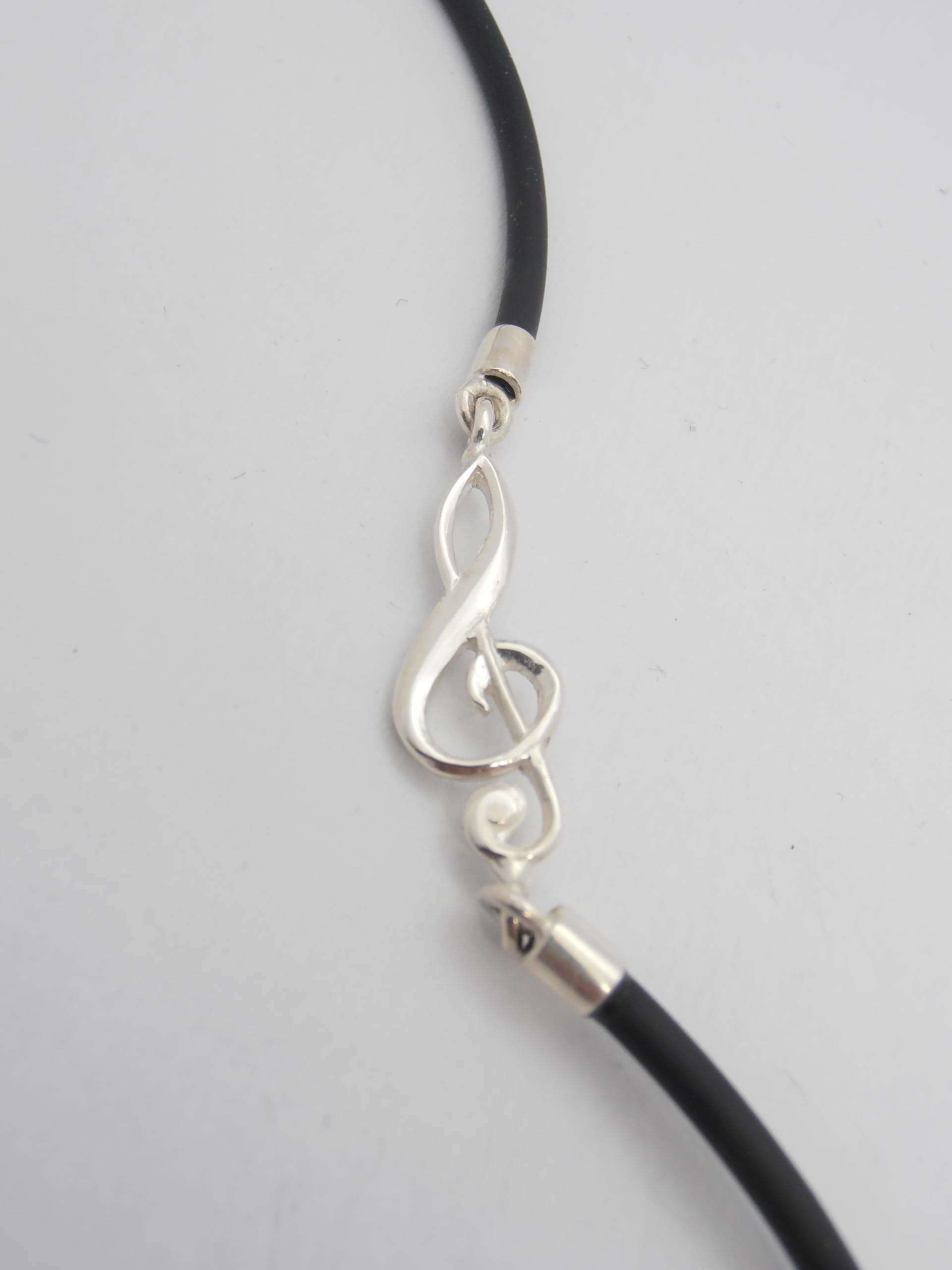 Chiave di Violino : Braccialetto in Argento 925 e Caucciù - Bracciale con Chiave di Sol - Musica - Musicista