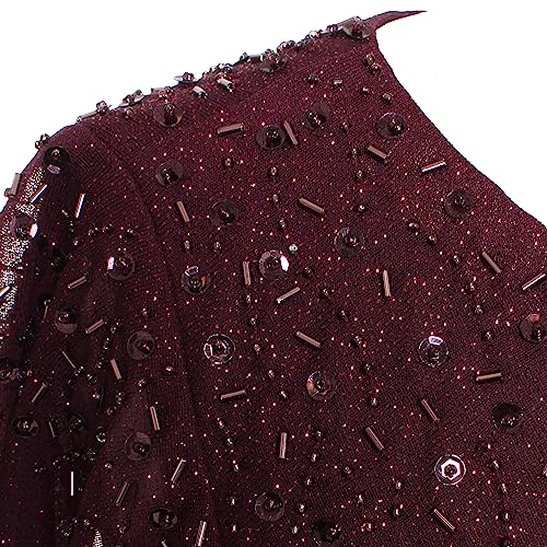 Image of S.L. Fashions Women's Glitter Mesh Stretch Dress W /Shoulder Embellishment Formal Long Gown, (Petite and Regular Sizes)