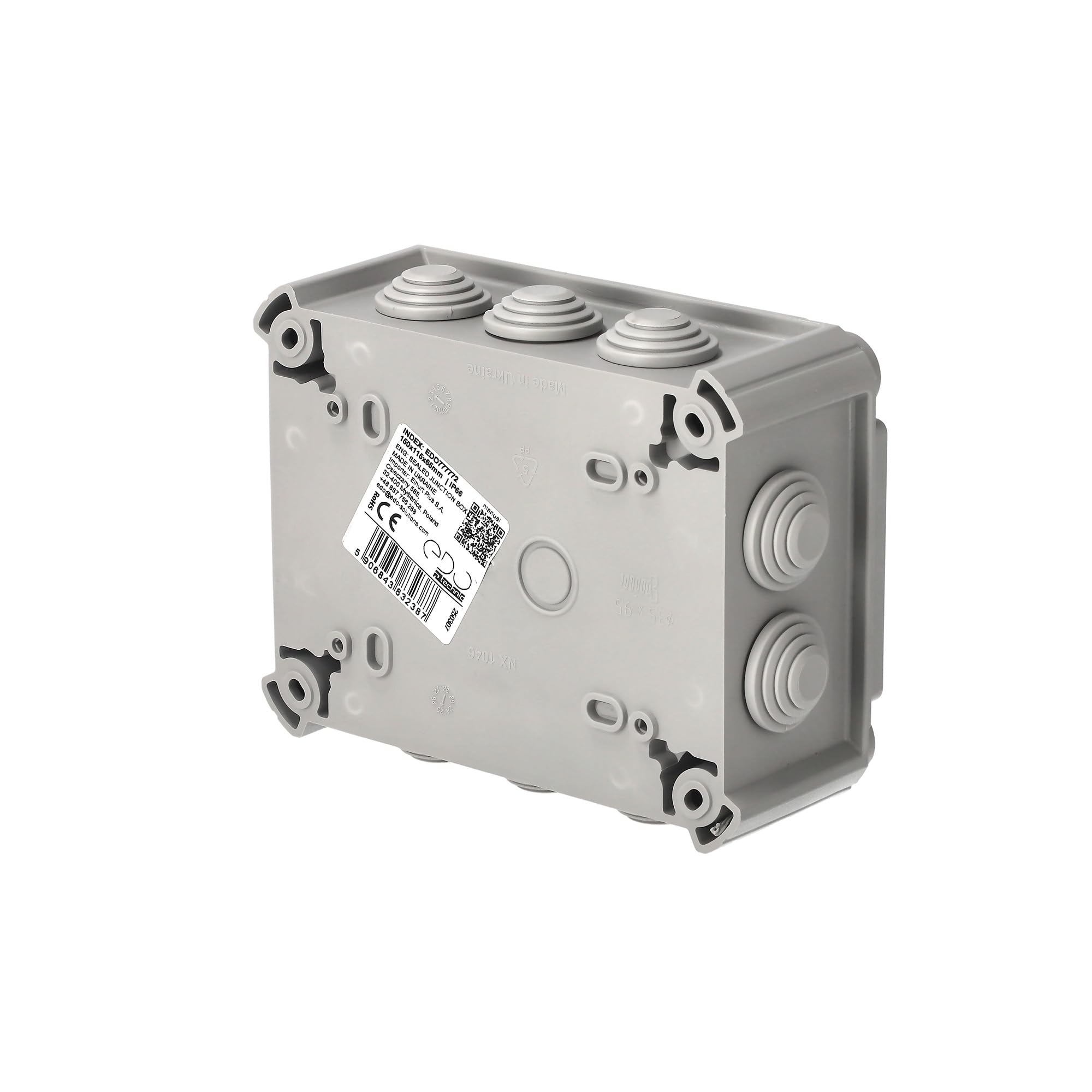 EDO Set 10x Aufputz-Abzweigdose IP44 150x115x65 mm Grau – UV-beständig | Halogenfrei – Verteilerdose / Anschlussdose mit Kabeleinführungen und Schraubdeckel für Innen- und Außen