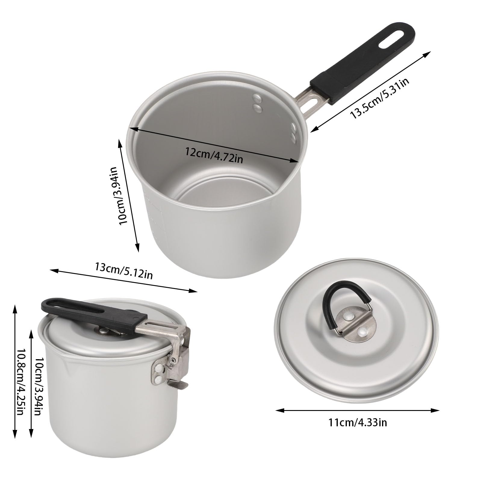 Camping Pot, Aluminum Small Milk Pot with Lid And Foldable Handle Portable Multifunctional Cooking Cup for Outdoor Hiking Backpacking Picnic