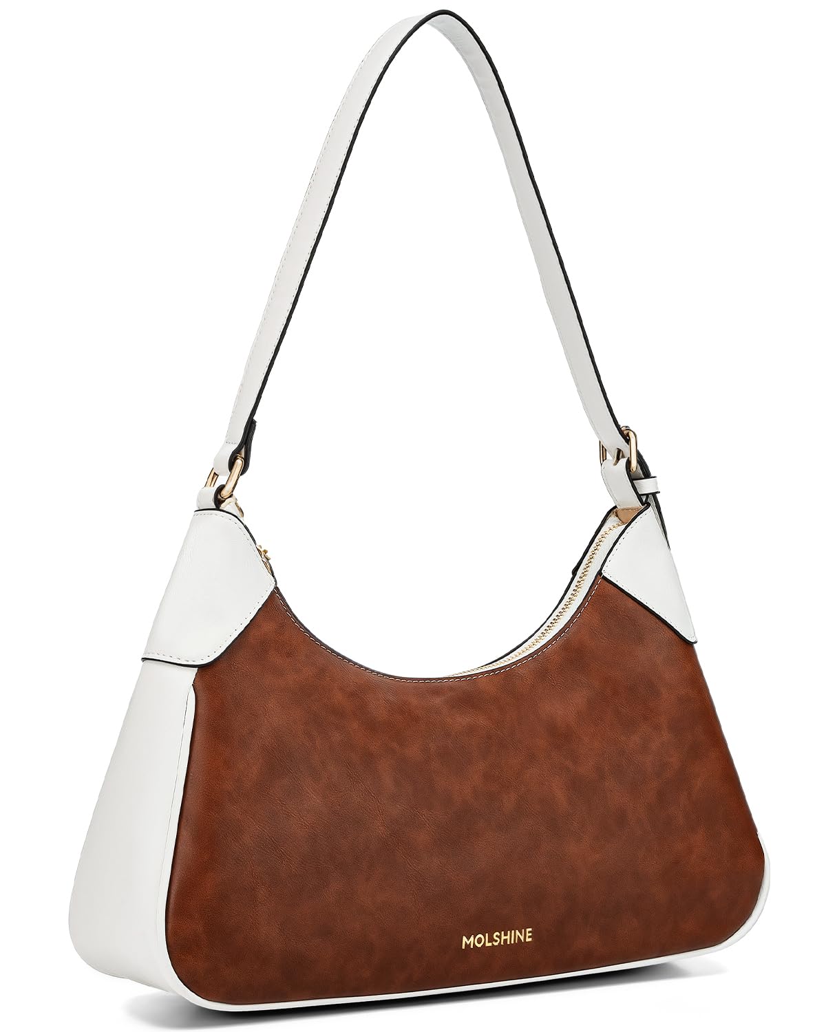 molshine Shoulder Bag, PU Leather Crescent Handbag, Armpit Bag, Party Clutch Purse for Women Lady Model DLK0059 (Brown)