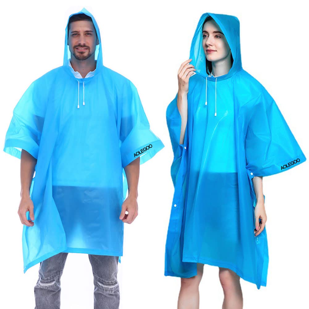Pack of 2 Rain Poncho, EVA Reusable Portable Unisex Rain Cape for Survive, Bike, Hiking, Camping, Fishing, Concert, Stadium, Festival
