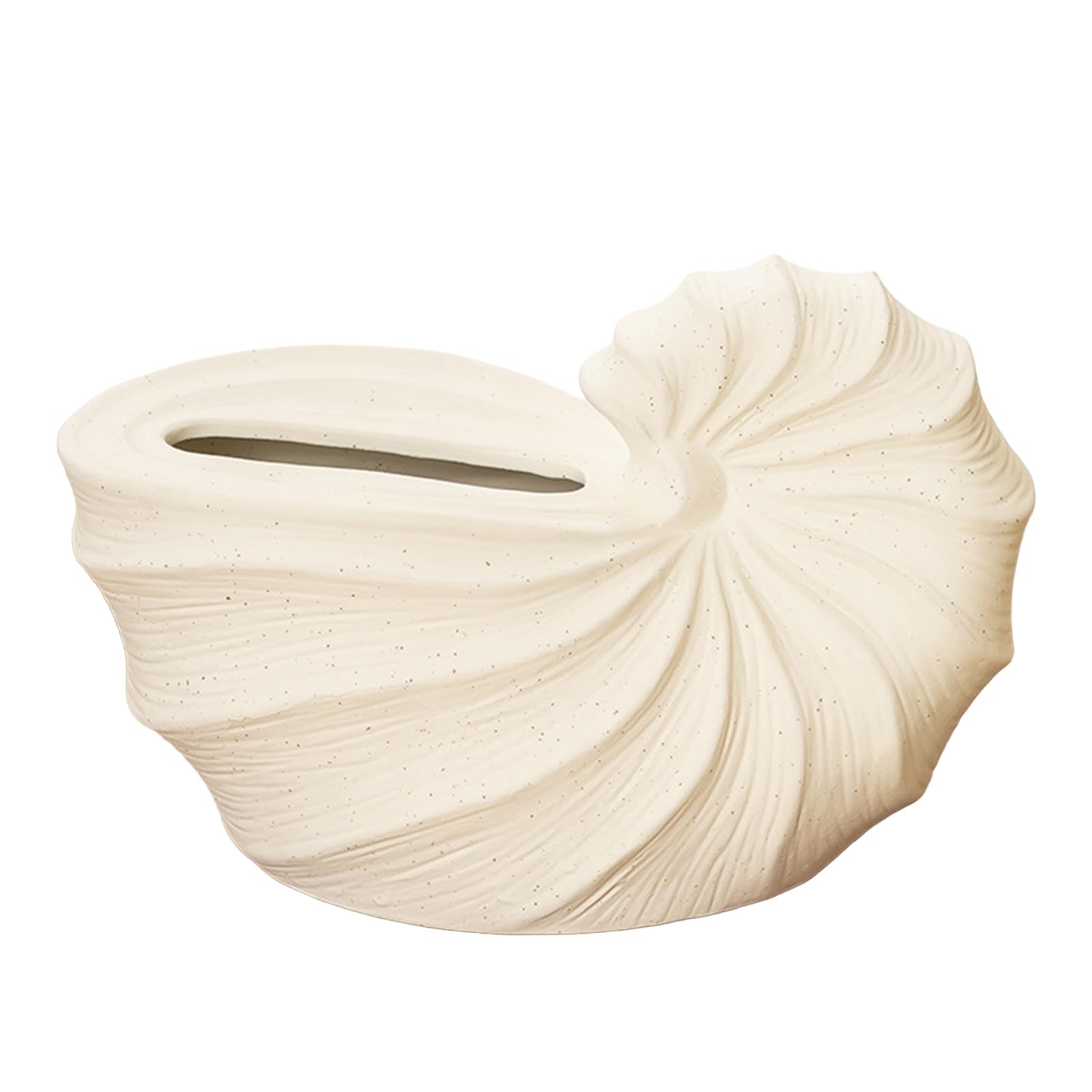 Glifora Ceramics Tissue Box with Spiral Conch Surface Design - Matte Glaze, Stain-Resistant, Simple Style Towel Dispenser for Bathroom, Living Room and Desktop