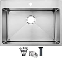 SHACO 28 Inch 16 Gauge T304 Stainless Steel Drop-In Kitchen Sink - 9 Inch Deep Single Bowl Utility Laundry Sink