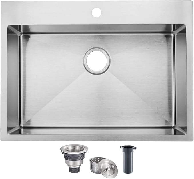 10 Best RV Kitchen Sinks for Van Life Review & Buying Guide 2025 13 SHACO 28 Inch Drop In Kitchen Sink Commercial Handmade 16 Gauge Stainless Steel Top Mount Sink