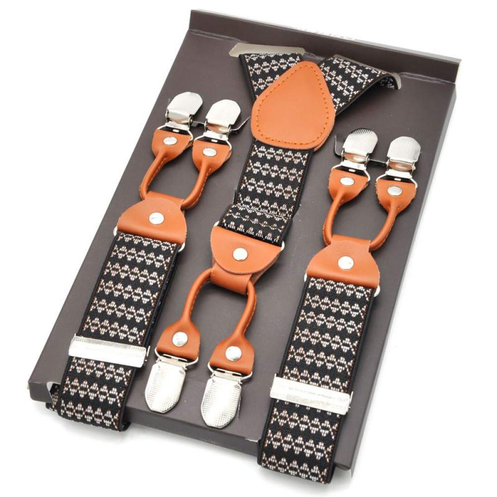 YMXBSBDBraces Men'S Suspenders Leather Braces Y-Back Shape Elastic Mens Trouser 6 Clips Adult Suspenders Suspenders Man Braces 3.5 * 120Cm