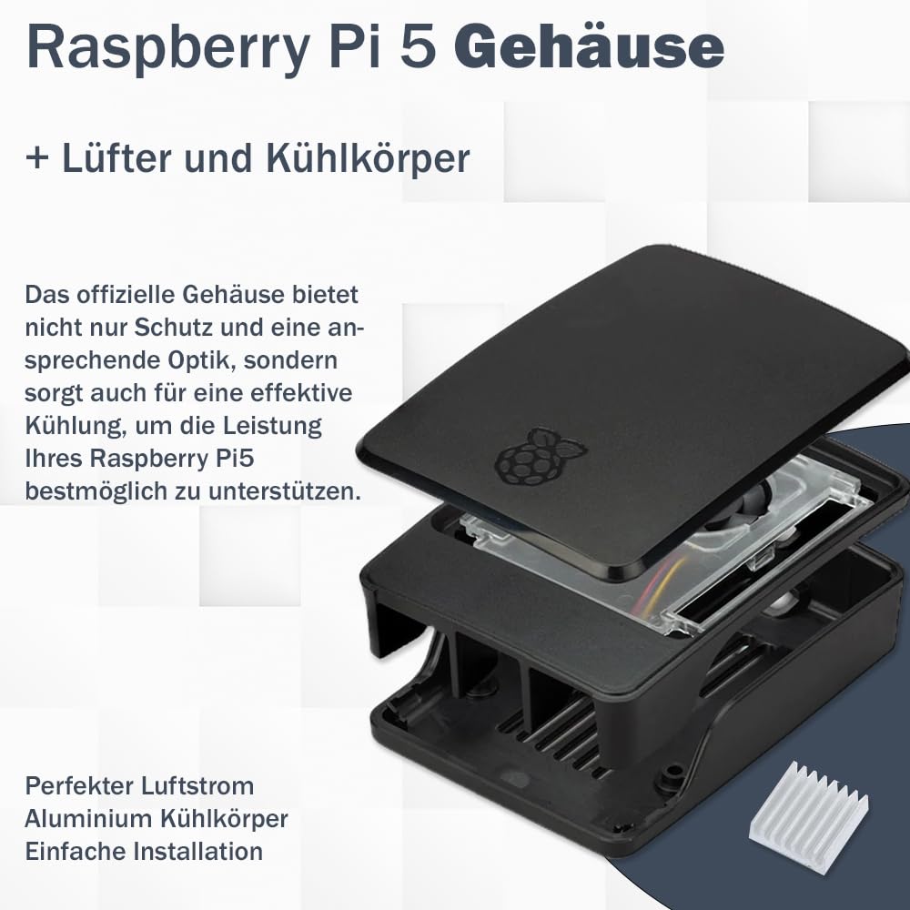 Raspberry Pi 5 8GB Starter-Kit schwarz mit 27W Netzteil, Gehäuse, 64GB SD Karte & 4K HDMI Kabel