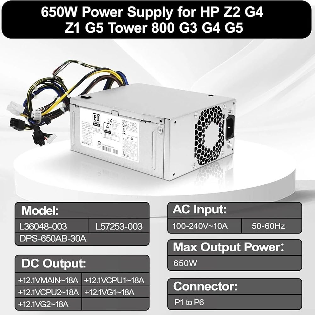 Fuente de alimentación conmutada de 650 W para HP Z2 G4 Z1 para G5 800 G3 G4 TE01 TG01 DPS-650AB-30A L36048-003 L36049-003 compatible