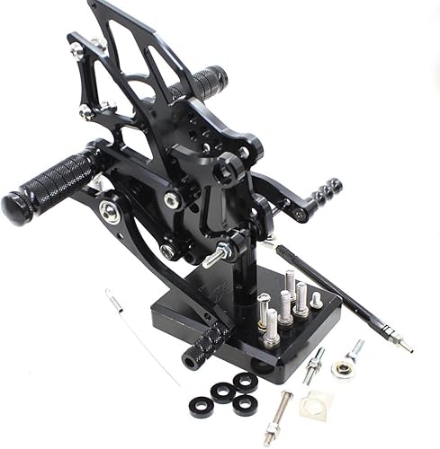 Miniatura 4 de Krace Estriberas delanteras para motocicleta, juego de estriberas traseras, reposapiés, pedales de cambio de freno, totalmente ajustables, apto para