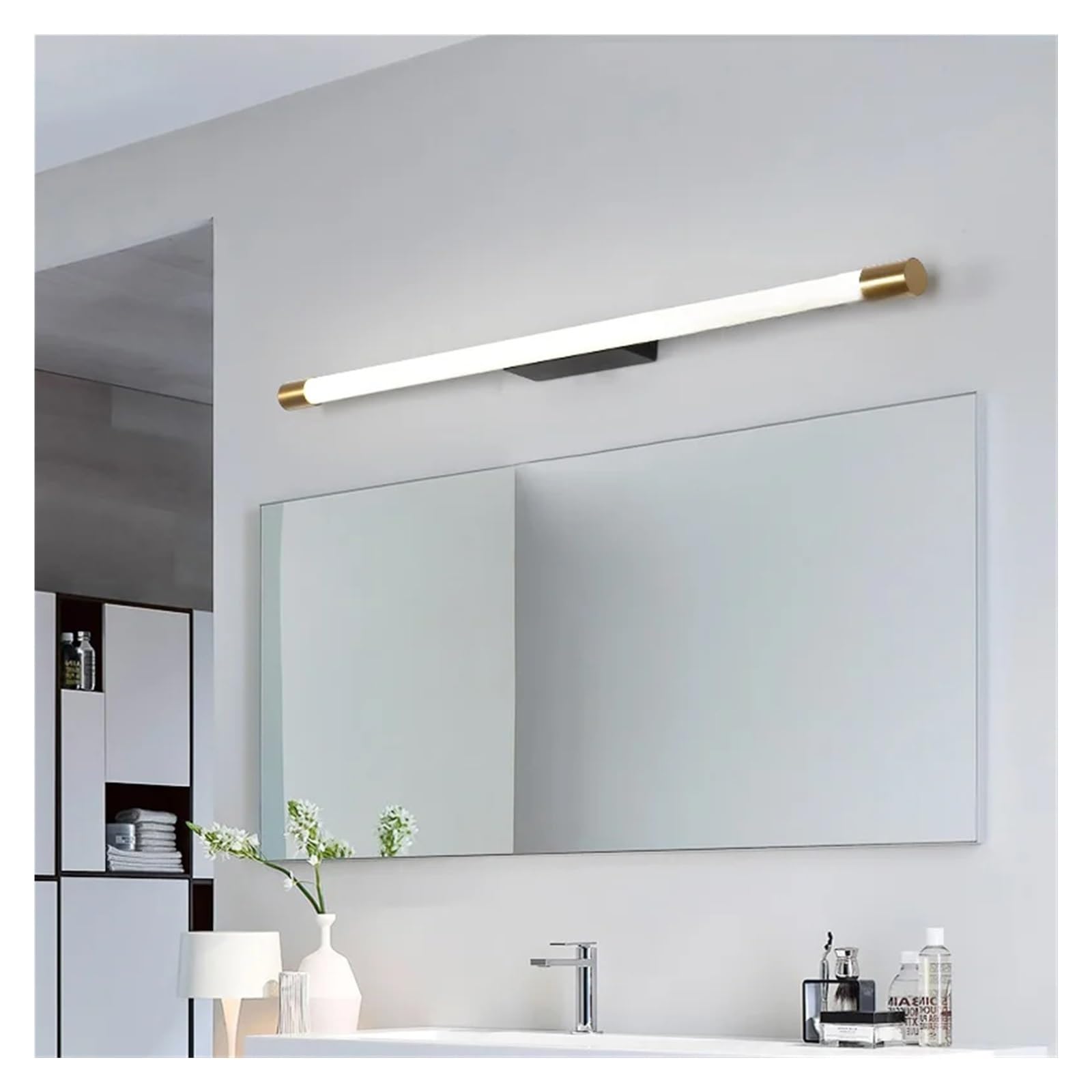 HCZKIUJY Wall lamp, Nordic Long Round Tube Mirror Headlight Bathroom Villa LED Sconce Corridor Front Lamp Bedside of Bedroom Wall Light(Cool White-90CM)