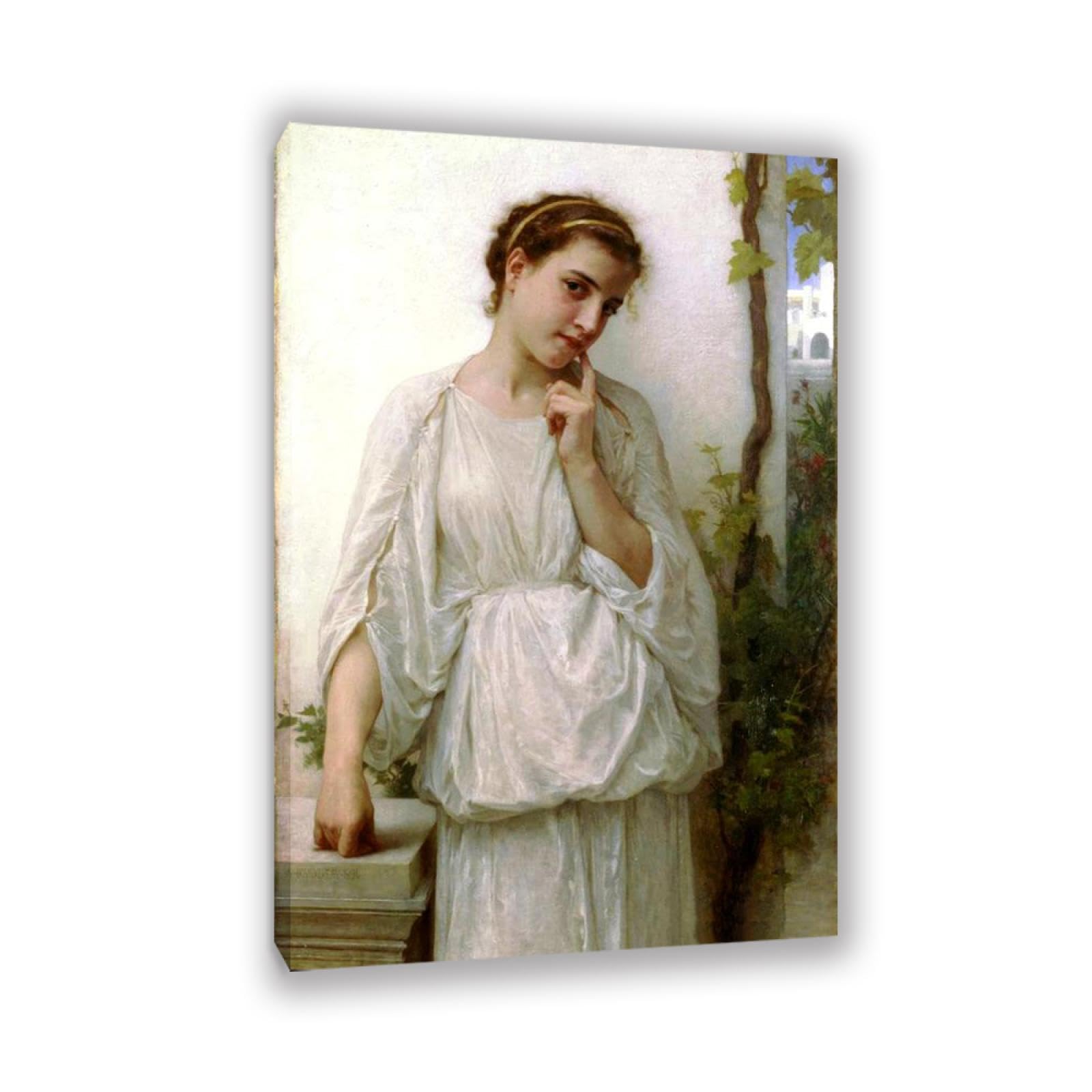RXNHGJDS William-Adolphe Bouguereau Wall Art Reverie Fine Art Portrait Wall Painting Aesthetic Wall Decor for Living Room Bedroom Bathroom Home Decor 120x80cm Inner frame