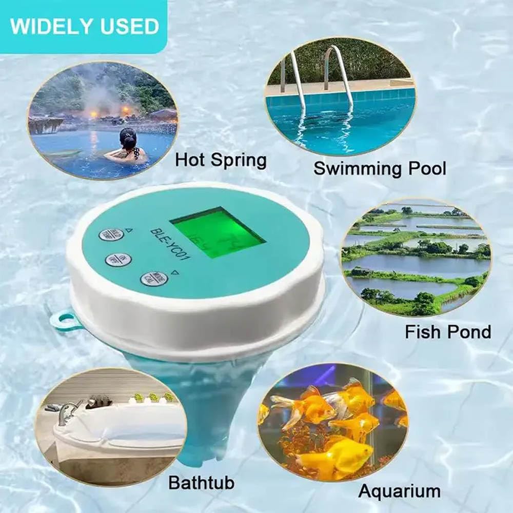 Inteligentny tester wody Bluetooth 6 w 1, pływający bezprzewodowy monitor chloru i pH, wodoodporność IP67, do basenów, spa, akwariów
