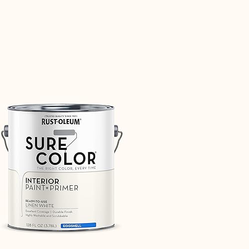 Miniatura 2 de Rust-Oleum 380220 Sure Color - Pintura de pared interior e imprimación de cáscara de huevo de lino blanco gal