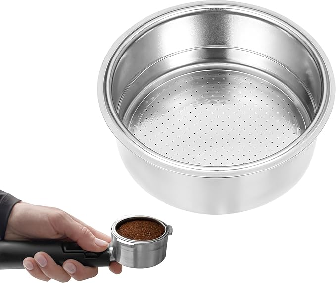 Stainless Steel Coffee Filter, 51mm Pressurized Espresso Filter Basket for Portafilter Machines Espresso Machine Parts Compatible with Gevi/CASABREWS/CAPRESSO (2 Cups Capacity)