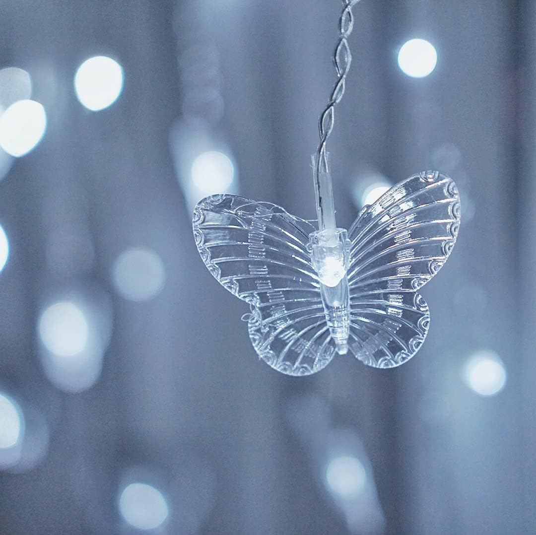 Butterfly Curtain Fairy Lights USB Plug in, 8 Modes 96 LED 11.5FT Firefly Window Twinkle Timer String Lights with Remote for Bedroom Patio Christmas Wedding Party Decoration (Pure White) image 3