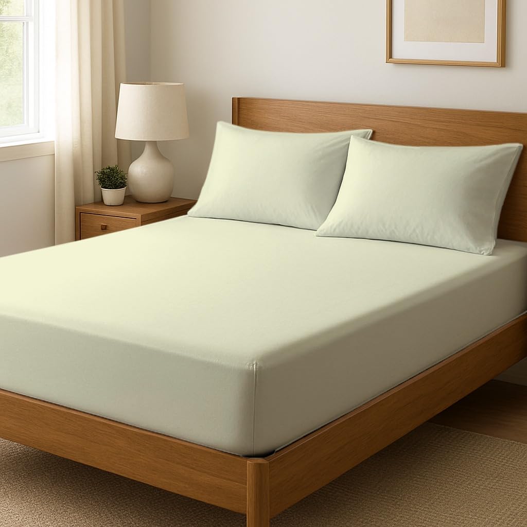 Novexa 100% Egyptian Cotton Small Double Fitted Sheets 400 Thread Count 35cm Deep Cooling Hotel Quality Bed Sheet Luxury Ultra Soft Bottom Cream Fitted Bedsheets — image 1